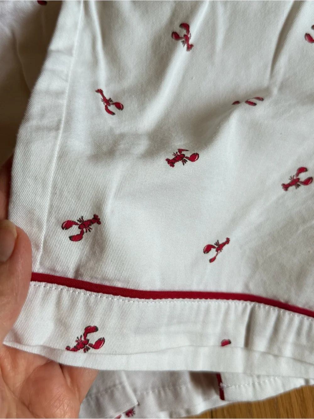 White Kids Pajama Set with Red Lobster Print